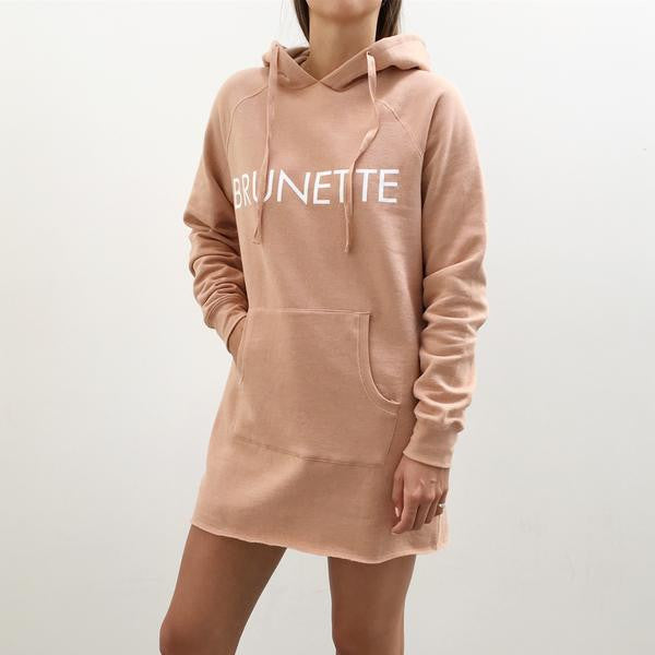 Brunette Hoodie Dress Nude