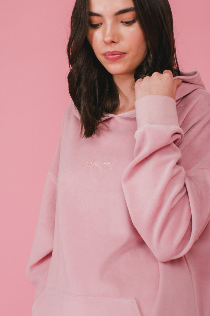Elle Velour Hoodie Tunic Pink/Blonde