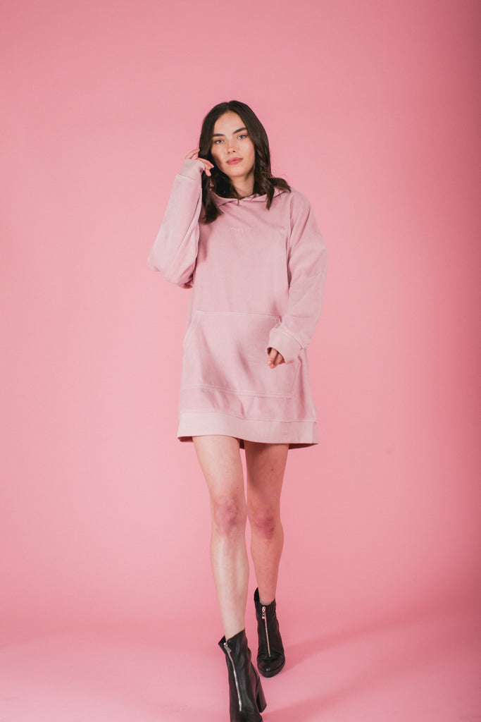 Elle Velour Hoodie Tunic Pink/Blonde