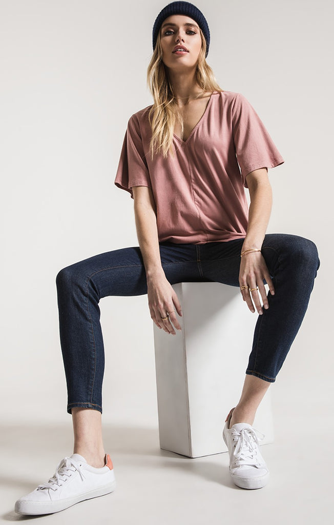 The Faux Suede Flutter Tee