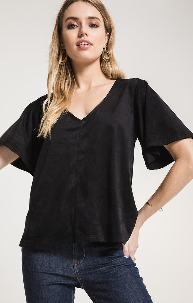 The Faux Suede Flutter Tee