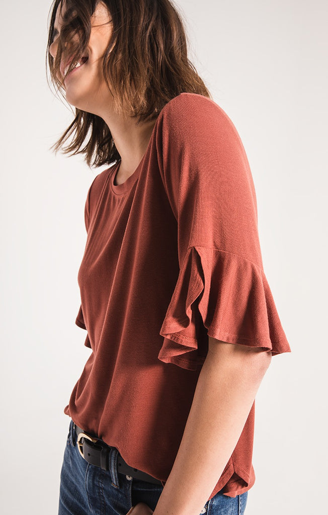 The Premium Sleek Jersey Ruffle Tee