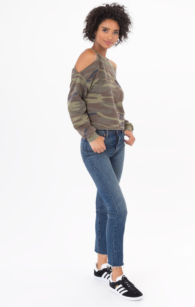 The Camo Cold Shoulder Pullover