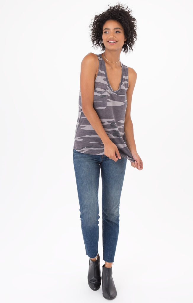 The Camo Pocket Racer Tank Black