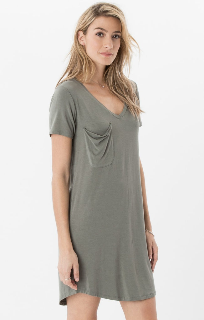 The Pocket Tee Dress Ash Green