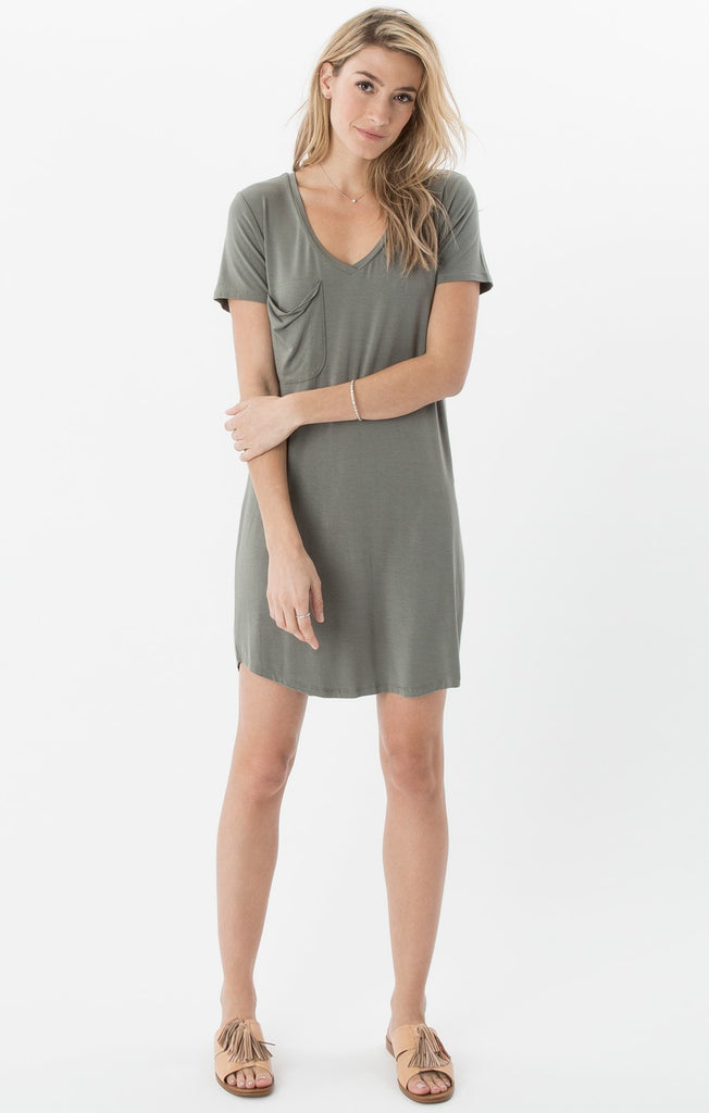 The Pocket Tee Dress Ash Green
