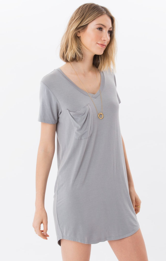 The Pocket Tee Dress Grey Stone