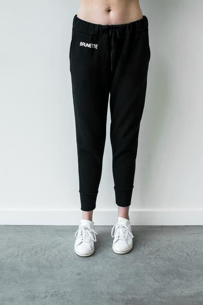 "Middle Sister" BRUNETTE Chain Stitch Jogger In Black