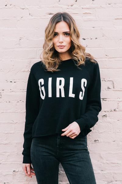 Girls Crew Neck Sweatshirt In Black