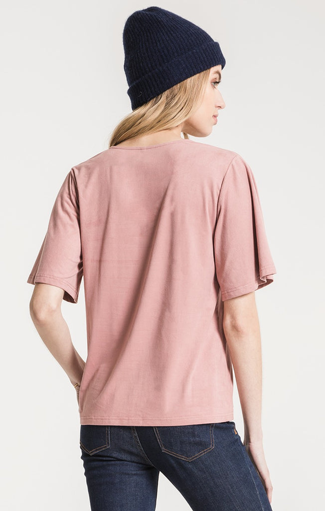 The Faux Suede Flutter Tee