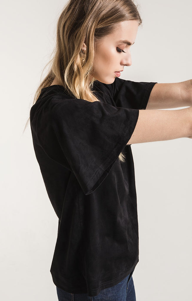 The Faux Suede Flutter Tee