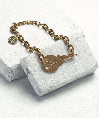 Dainty Key Necklace Believe Gold