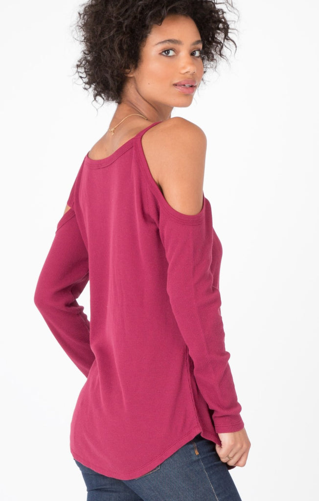 The L/S Cold Shoulder Thermal Dark Ruby