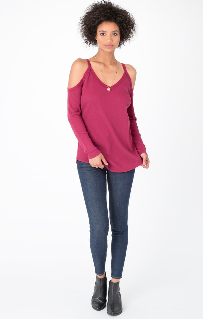 The L/S Cold Shoulder Thermal Dark Ruby