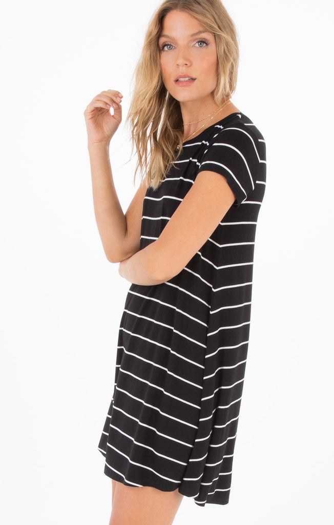The Premium Sleek Jersey Pencil Striped Dress