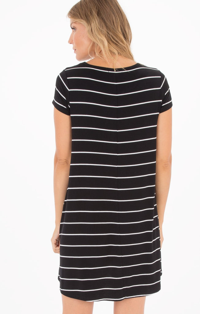 The Premium Sleek Jersey Pencil Striped Dress